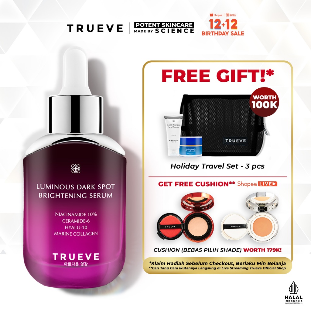 TRUEVE Luminous Dark Spot Brightening Serum - Serum Pencerah Muka dan Penghilang Flek Hitam Menjaga 