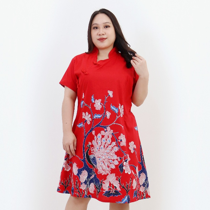 Cheongsam Dress Batik Bigsize Jumbo Wanita 607