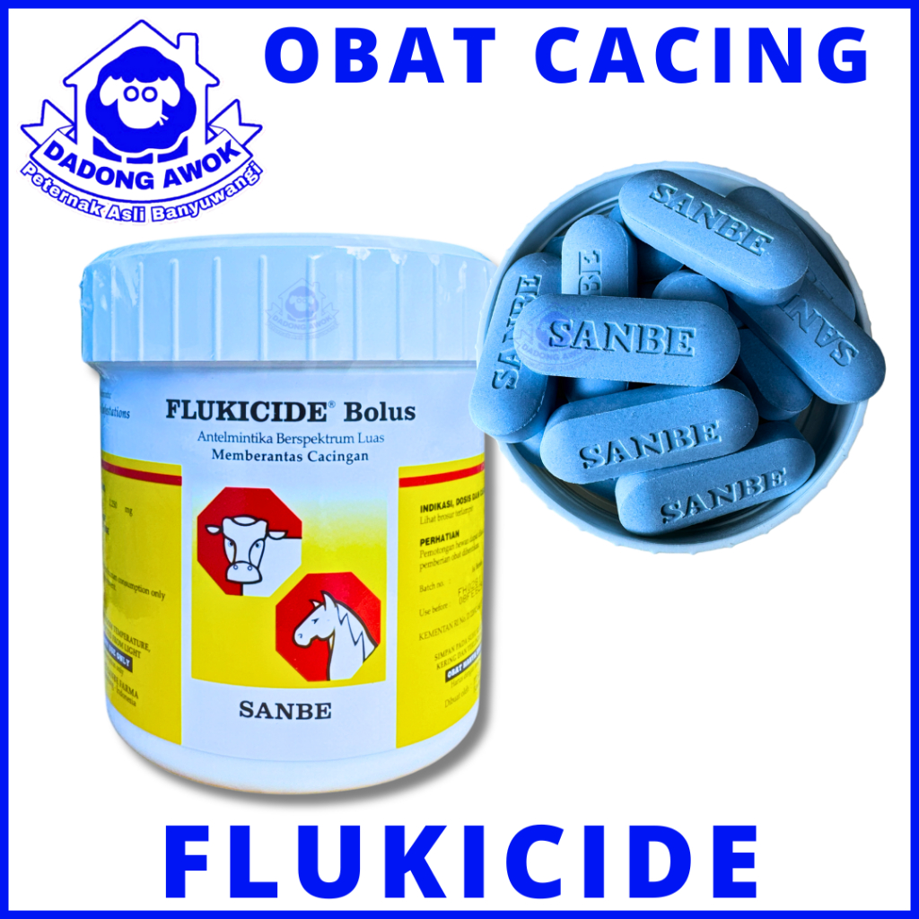 FLUKICIDE BOLUS 42 bolus SANBE OBAT CACING HATI, CACING PITA CACING PARU-PARU SAPI KAMBING DOMBA