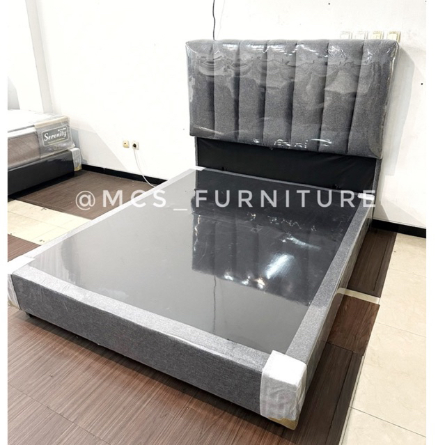 Dipan Sandaran Kain Kanvas Divan Salur (Kasur Springbed Terpisah) Mebel Furniture Semarang