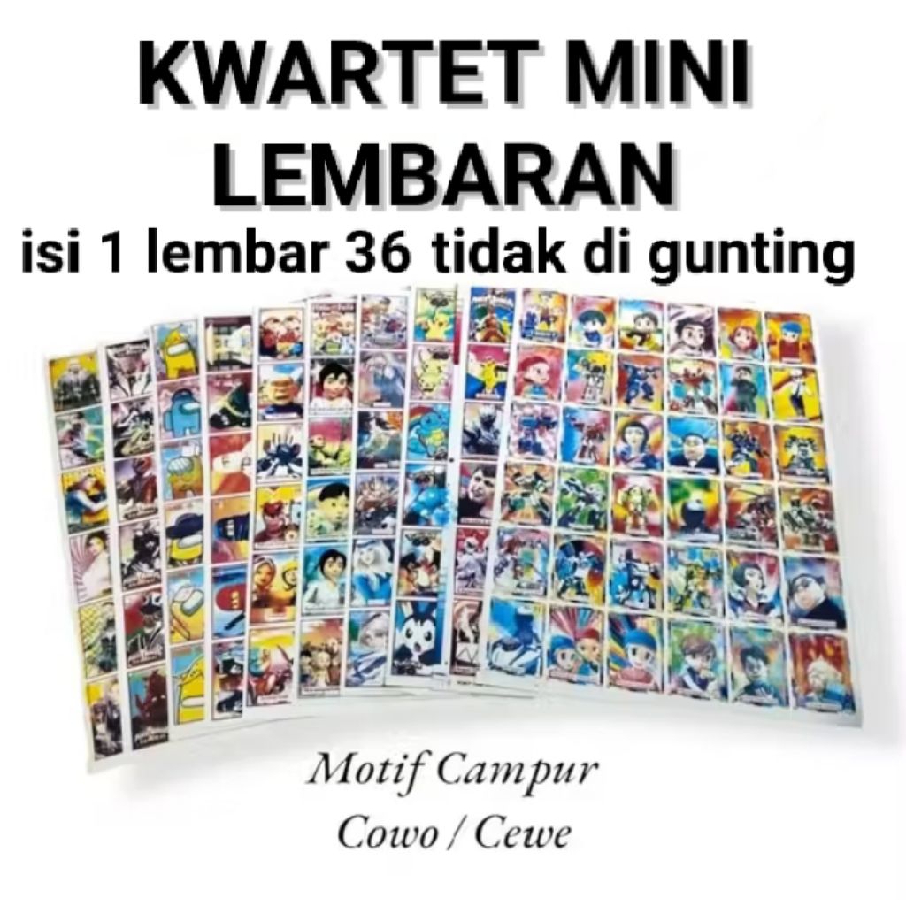 KARTU GAMBARAN KWARTET JADUL MINI LEMBARAN GAMBARAN KARTU MAINAN KWARTET GAMBARAN MAINAN UMBUL MAINA