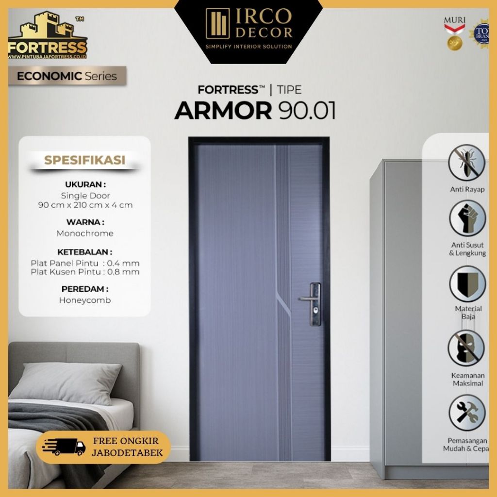 Pintu Baja FORTRESS Type Armor 90x210 | Pintu Rumah | Pintu Kamar