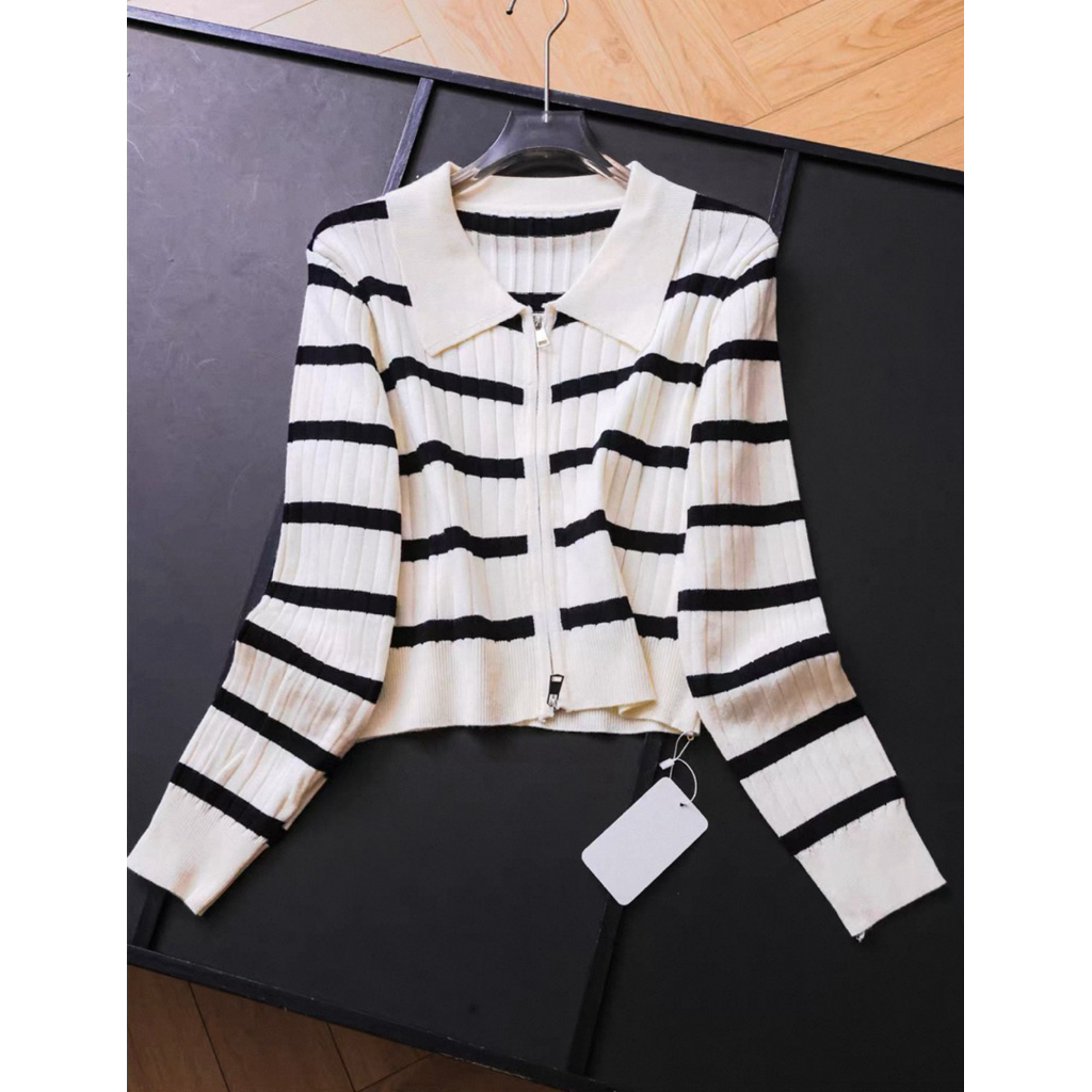 1563 jacket rajut double zipper