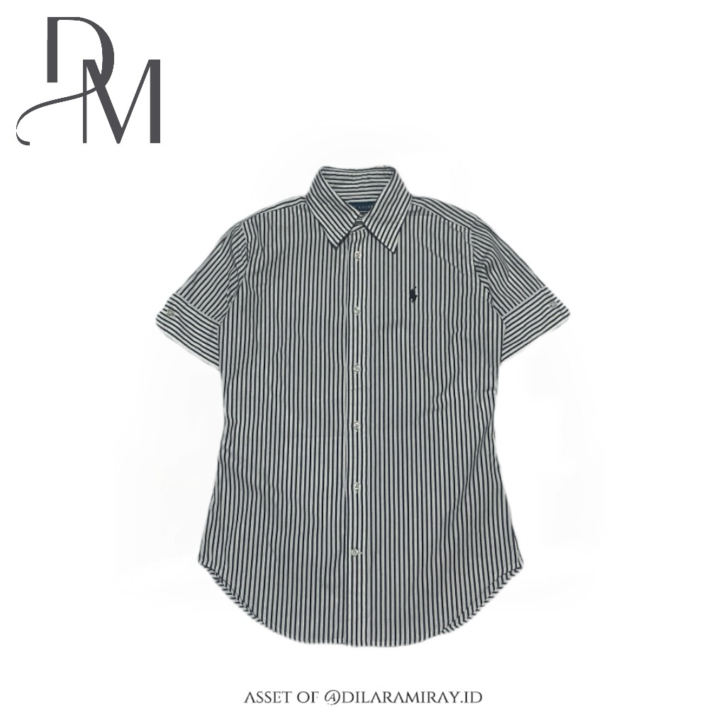 [NEW IN] Polo Ralph Lauren Blue Label Authentic Short Sleeve Slim Fit Oxford Shirt in Black & White 