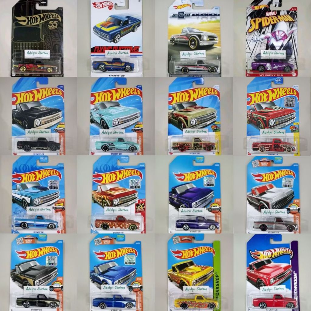hotwheels hot wheels '67 chevy C10 factory sealed short card hw workshop flames showroom hot trucks 