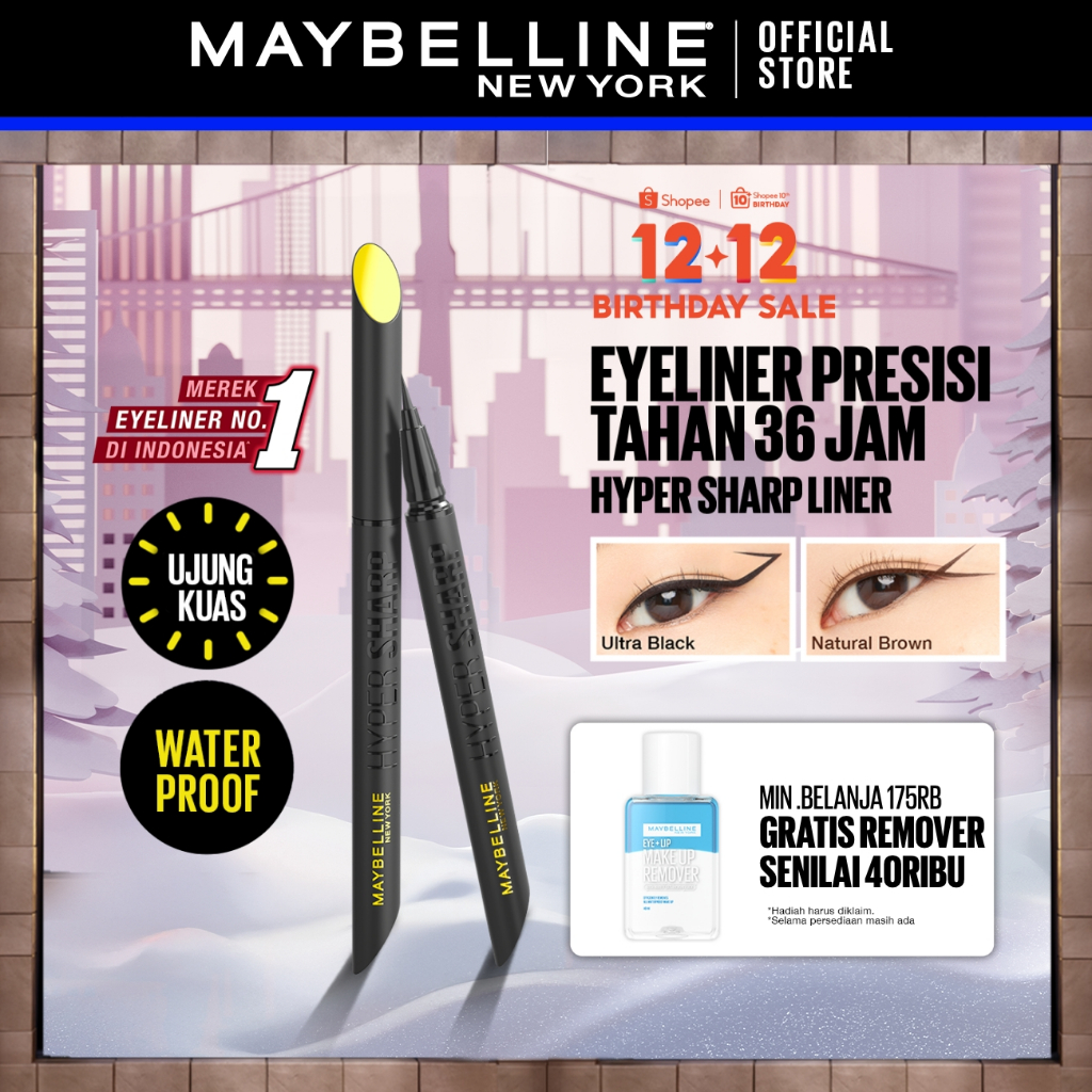 Maybelline Hypersharp Extreme Liquid Liner - 0.4gr (Eyeliner Eye Make Up Waterproof Tahan Air Long L