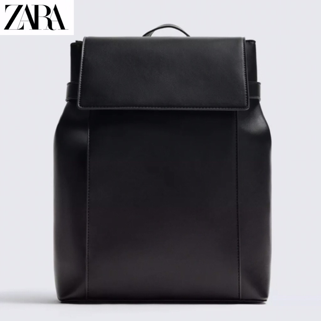 ZARA Men Backpack With Flap Tas Ransel Pria Black