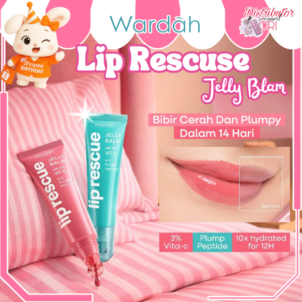 NEW Wardah Lip Rescue Jelly Balm Dusty Rose 7 g - Lip Balm, Lip Therapy, Hydrating - Mencerahkan Bib