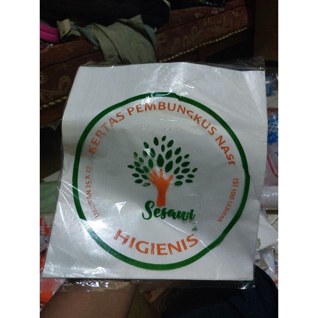 KERTAS BUNGKUS NASI SESAWI 25X27 POLOS / KERTAS NASI ISI 100