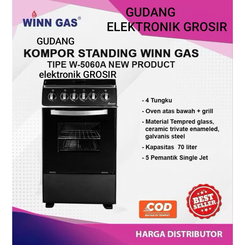 WINN GAS  5060 A  KOMPOR GAS FREE STANDING 4 TUNGKU + OVEN WINN GAS W  _  5060A