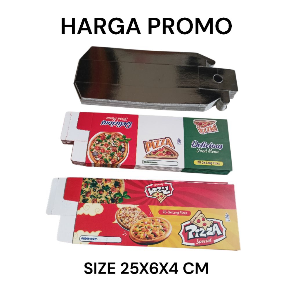 Box pizza panjang-box pizza-box makanan kotak-box slide-laminasi-putih-isi 100