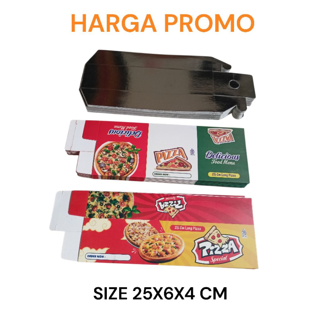 Box pizza sliding 25x6x4 cm / Box Pizza panjang / Box Pizza persegi /  Kotak Pizza / Dus pizza