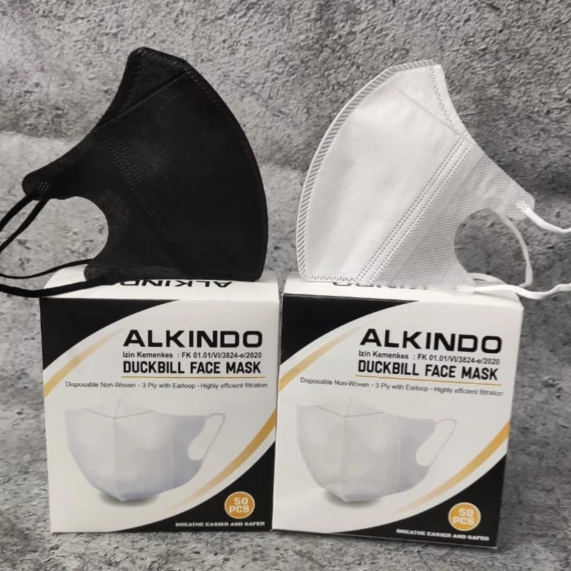 ALKINDO DUCKBILL FACE MASK | MASKER DUCKBILL ALKINDO EMBOS TEBAL 3PLY ISI 50PCS + BOX