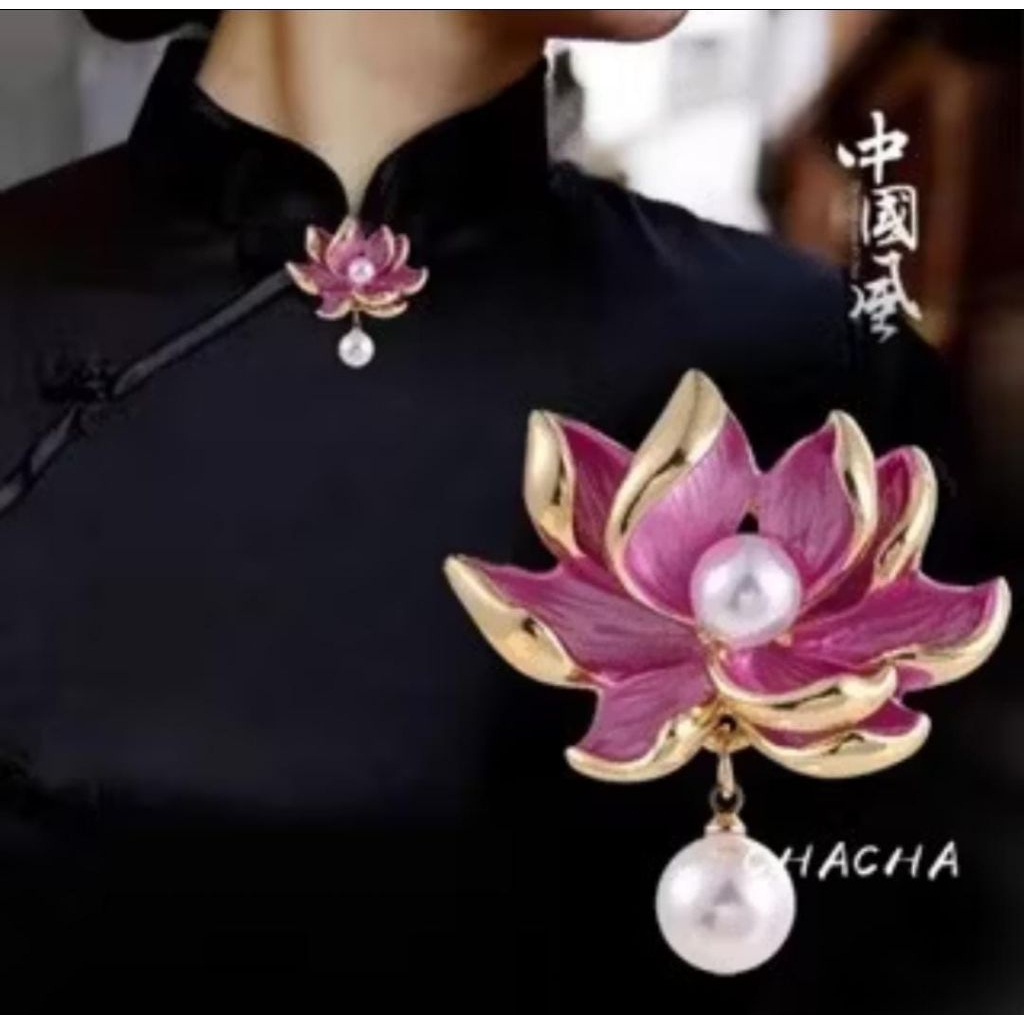 Bros bunga fashion | bros bunga juntai mutiara | bros tulip pink
