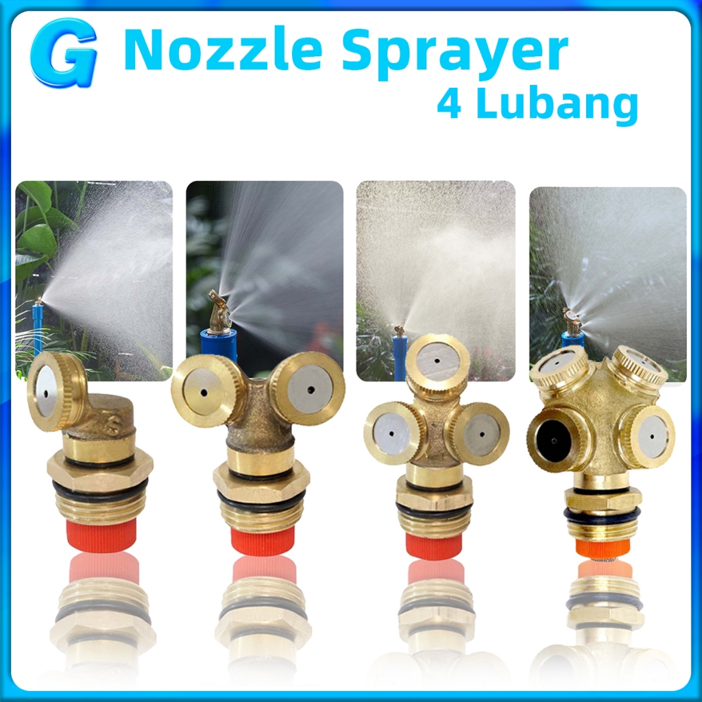 Nozzle Sprayer Kuningan 4 Lubang Misting Nozzle Sprayer Kabut Head Sprayer Tanaman Drat M14