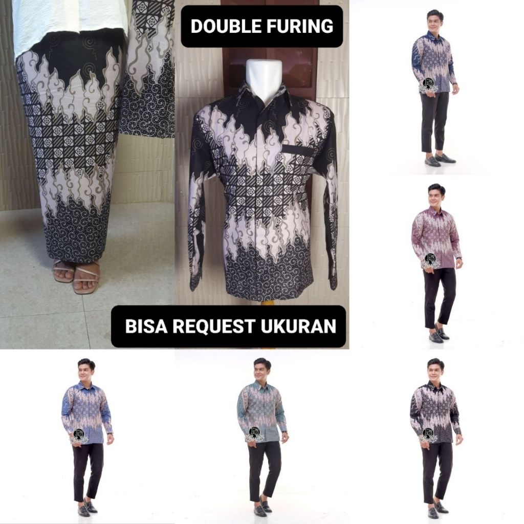KEMEJA MOTIF SEROJA & ROK LAPIS FURING / BAJU SERAGAM BATIK COUPLE PASANGAN SARIMBIT KELUARGA CUSTOM