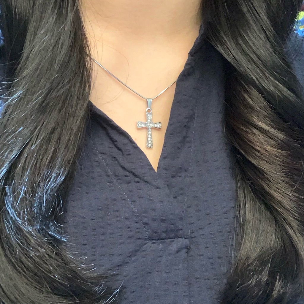 Kalung Titanium Salib Jessy Silver Original Pria Wanita Anti Karat Anti Luntur Asli