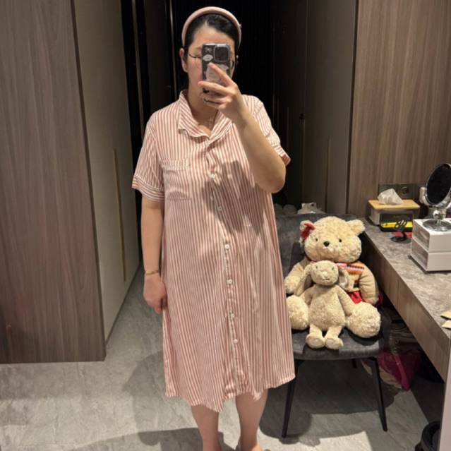 Daster Pink Stripe Rayon Premium Bumil Busui LD 120CM