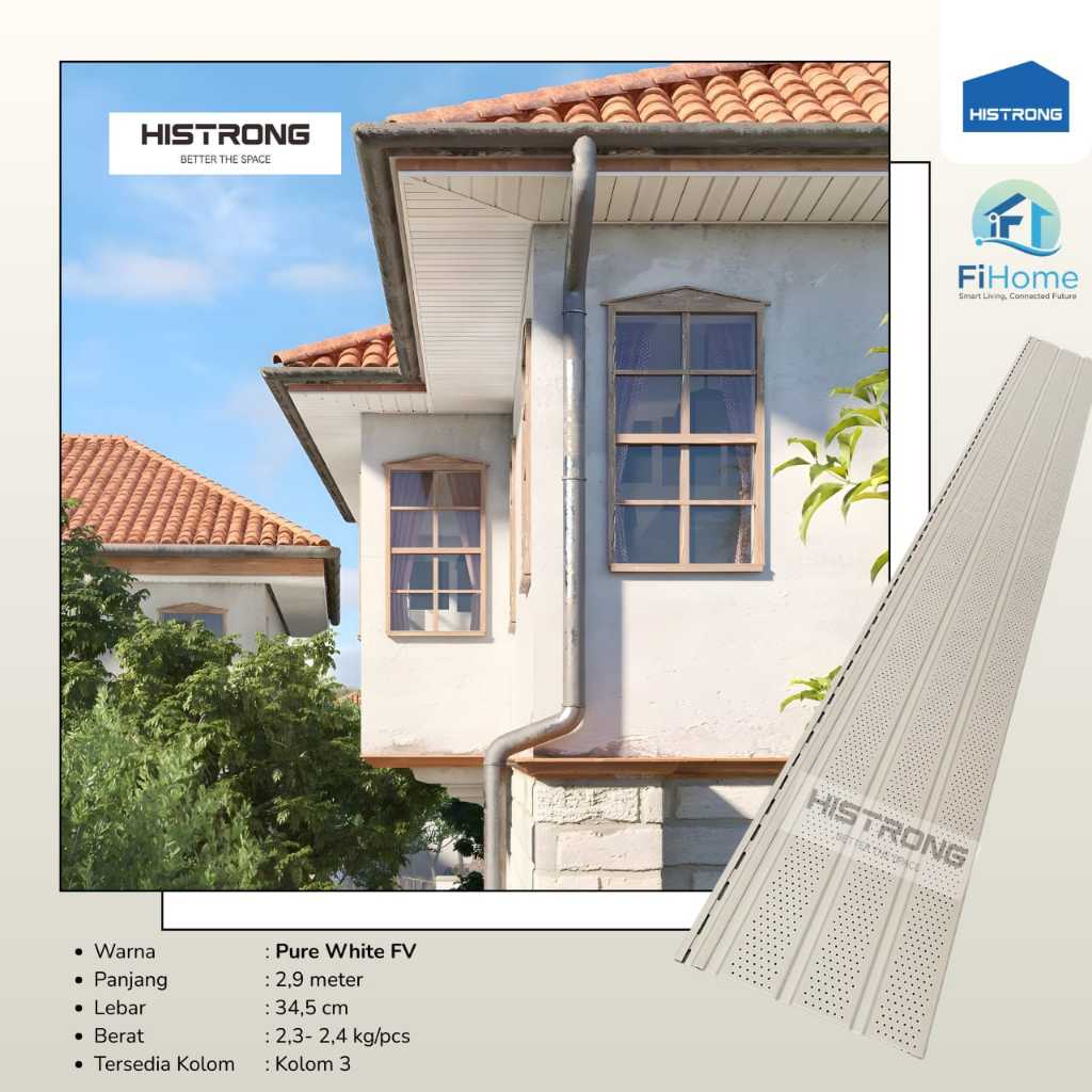 uPVC Soffit Panel By Histrong PVC Plafon Dinding  Indoor Outdoor Plafond Wall Panel Pure White Venti