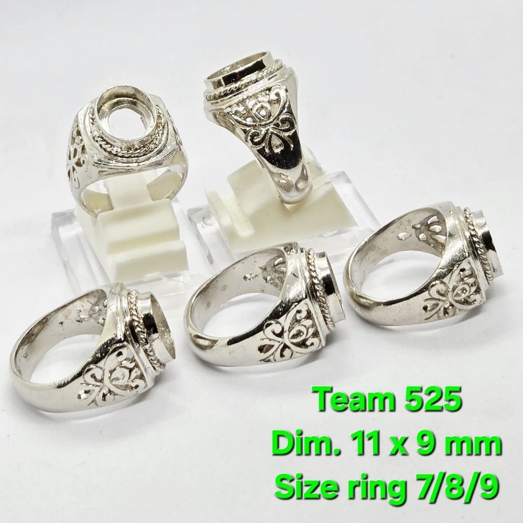 RING EMBAN ALPAKA SUPER DIM 11X9 TANAM MOTIF KERAWANG KUPU KUPU / PENGIKAT RING CINCIN BATU AKIK ECE