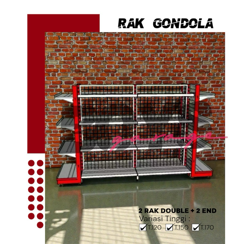 Rak Minimarket 4 Paket Hemat - 5 Susun , 4 Rak Minimarket Double 1 Starting - 1 Jointing & 2 Rak END