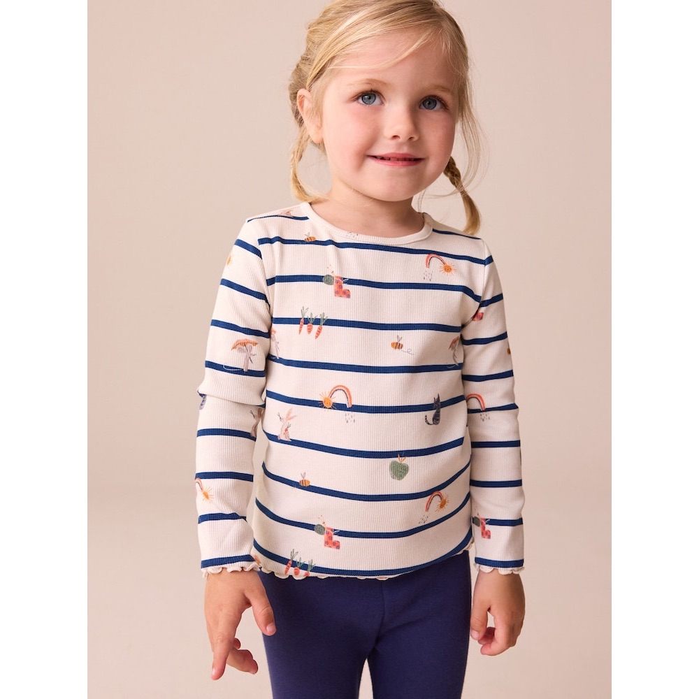 PO NEXT Navy stripe Rib long sleeve T-shirt