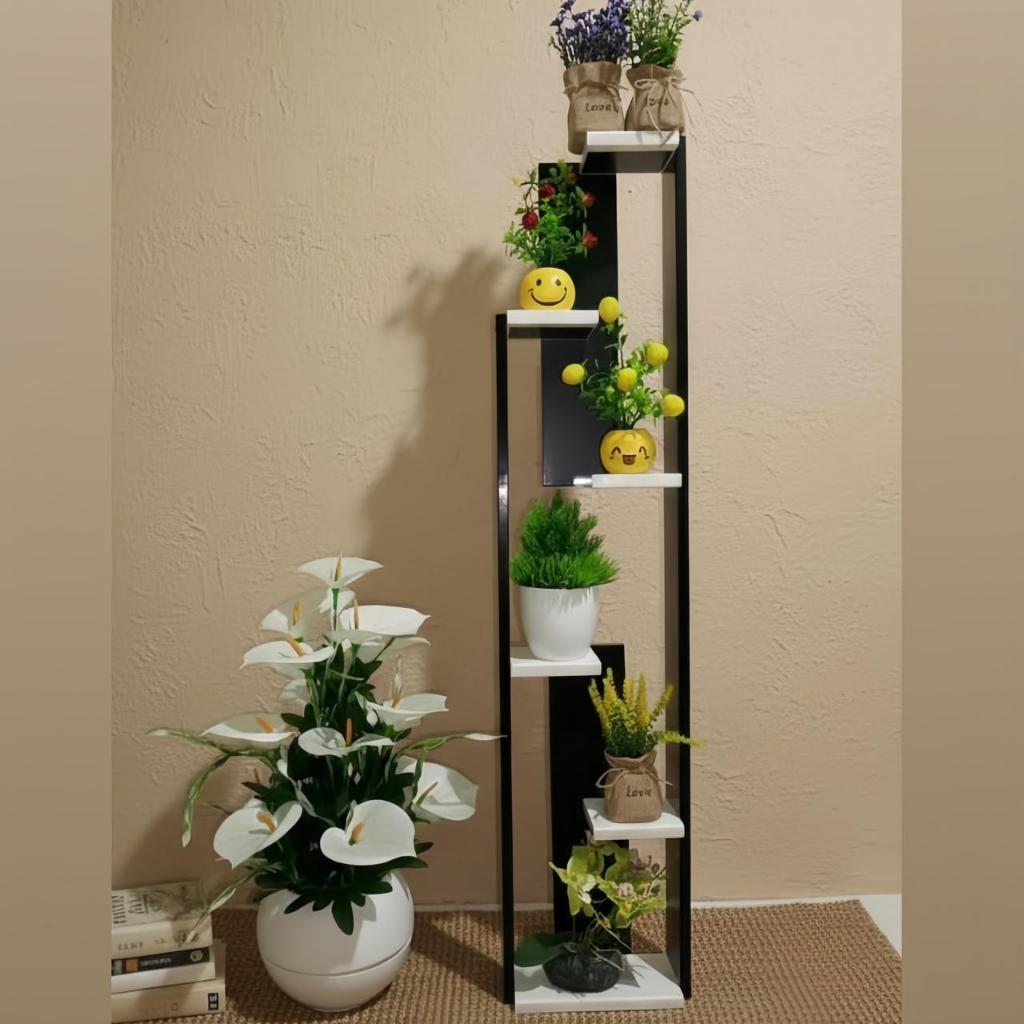 Rak Bunga Tanaman Sudut Kayu Minimalis 5 Tingkat Estetik | Standing Pot Hias Ruangan Modern
