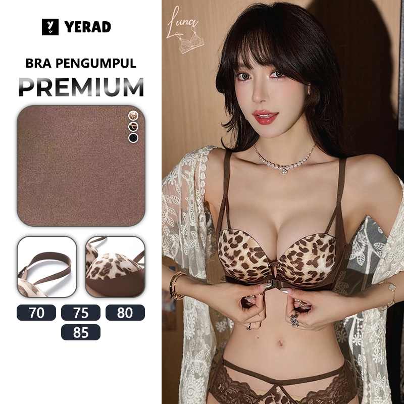YERAD Bra Motif Macan Tutul Dada Kecil Gesper Push Up Bra Seksi Payudara