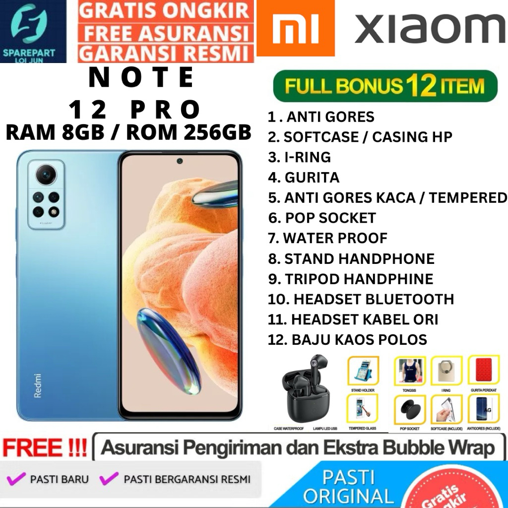 XIAOMI NOTE 12 PRO 8/256 RAM 8 ROM 256 GARANSI RESMI