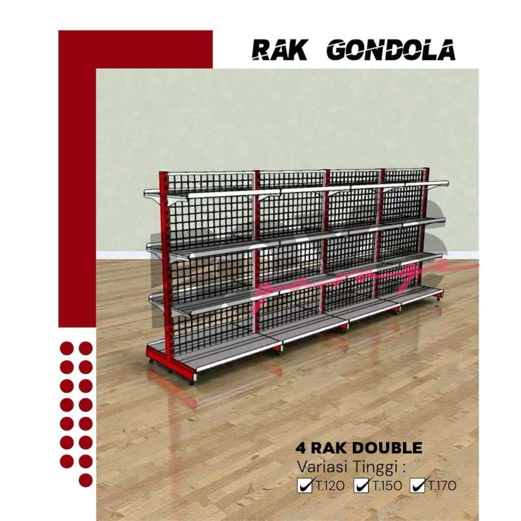 Rak Minimarket 4 Paket Hemat - 5 Susun , 4 Rak Minimarket Double 1 Starting - 3 Jointing