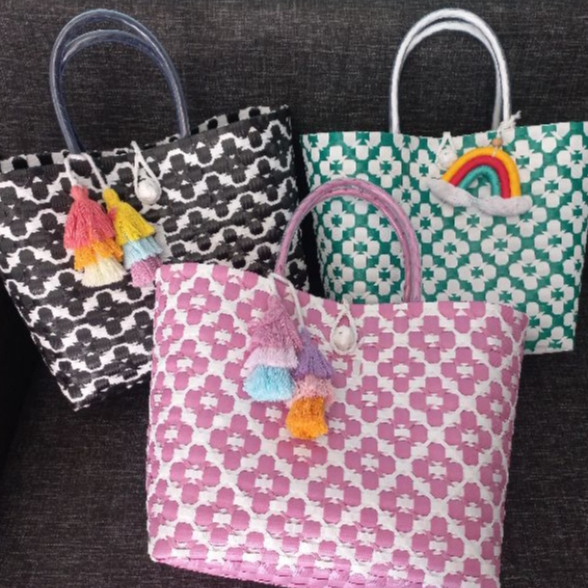 Tas Wanita Belanja Keranjang Anyaman Plastik Hampers Souvenir Jinjing Bali Super Premium Rotan Rajut