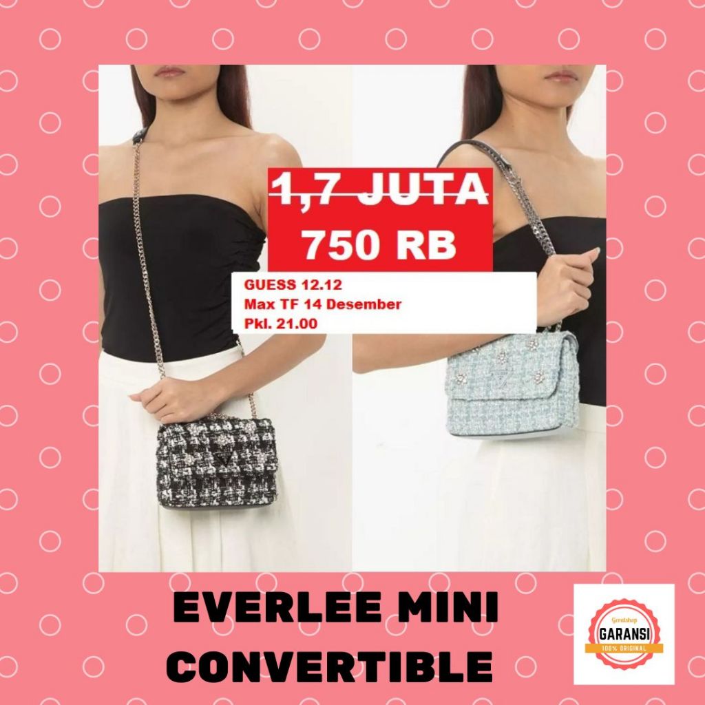 Tas bag slempang bahu Wanita Guess ori seri EVERLEE MINI CONVERTIBLE sale  new arrival