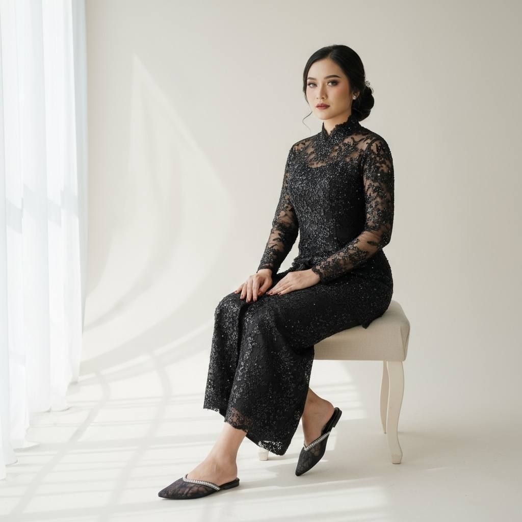 Sandal Pesta Payet tanpa hak Size 36-43 / Wedding Shoes / Sendal Pengantin Wanita / Selop Cantik