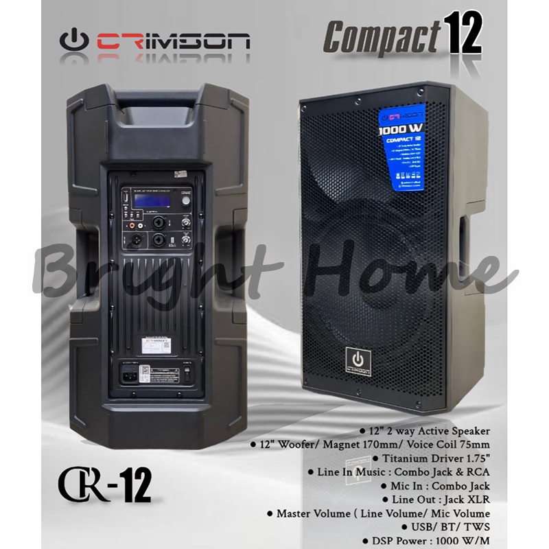 CRIMSON CR-12 Compact 12 Speaker Aktif 12" Speaker Portable 12 Inch