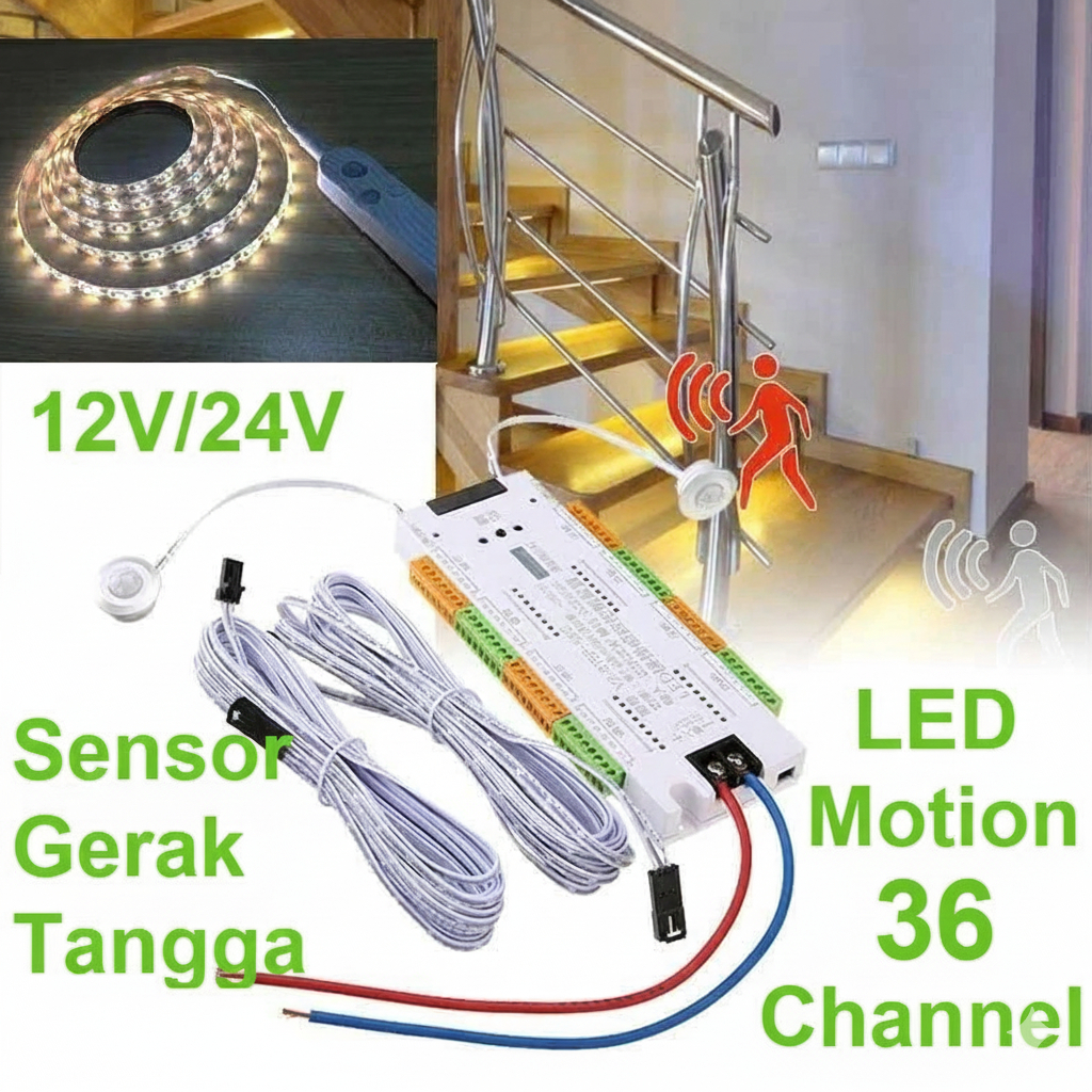 LED Motion Sensor Lampu Strip Sensor Gerak Tangga LED Fleksibel Pengontrol Otomatis Sistem 32
