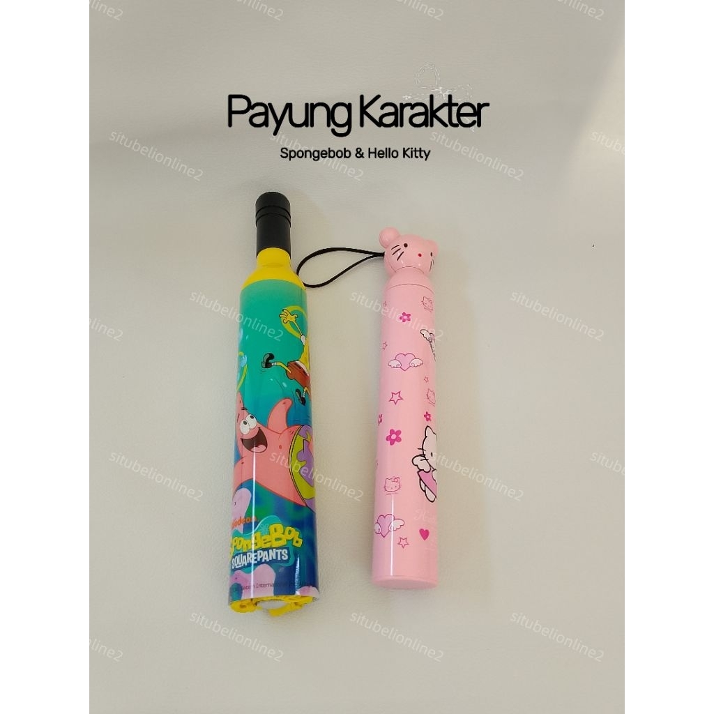 Payung Lipat Karakter - Payung lipat Spongebob - Payung lipat hello Kitty - Payung anak Gemas