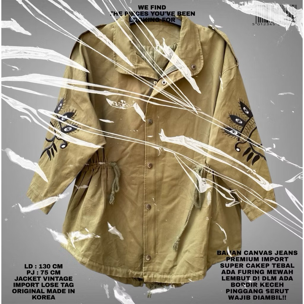 KOREAN JACKET PARKA PREMIUM/JACKET PARKA ARMY BAHAN CANVAS JEANS BORDIR KOREAN LOOK/PARKA JACKET CAN