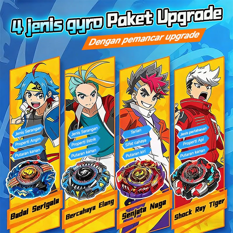 Gasing mainan anak laki laki Gangsing Gyro + Launcher Gasing giroskop Burst Mainan Anak