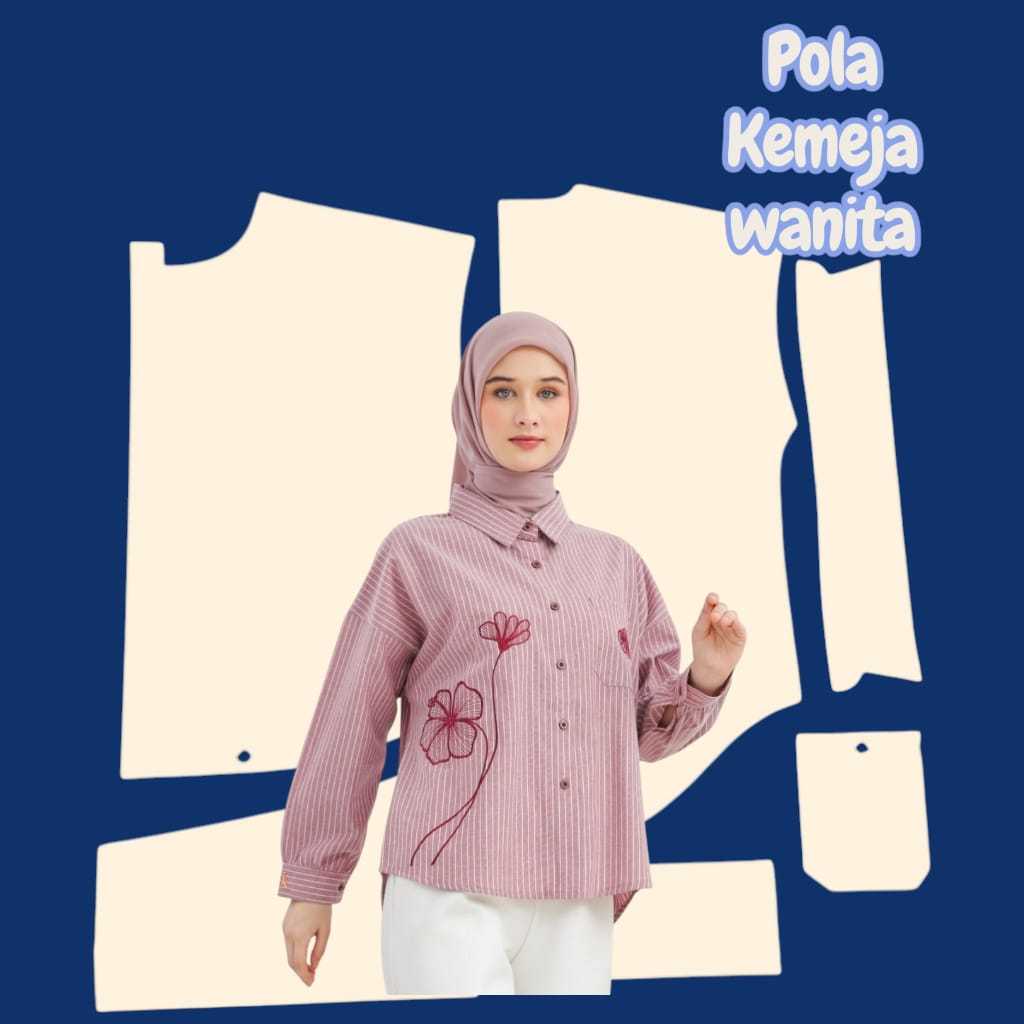 Pola Kemeja Kemeja Wanita Oversize Lengan Panjang (Jual Pola Bukan Baju)