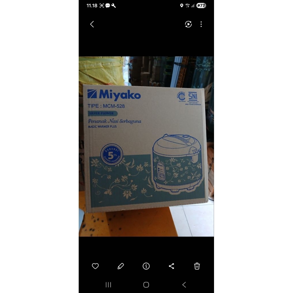 magic com miyako 1.8liter 528