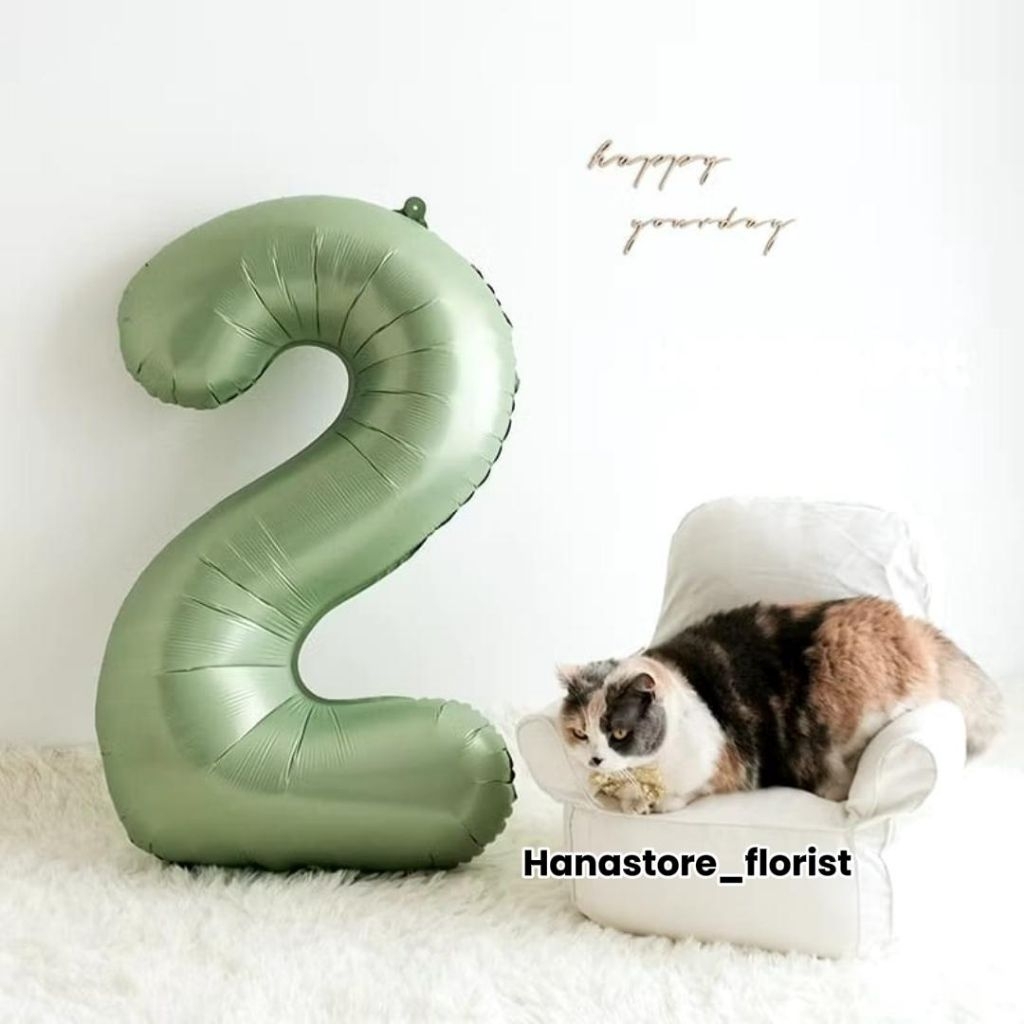 Balon Foil Angka Hijau Sage Jumbo 80 Cm / Balon Angka Jumbo Hijau Sage Balon Ulang Tahun Jumbo