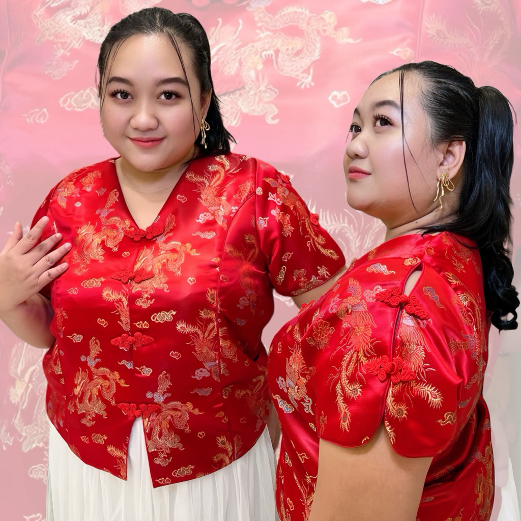 MELDY CNY Bigsize Top | Baju Imlek Bigsize | Atasan Imlek Jumbo | Atasan Cheongsam wanita jumbo