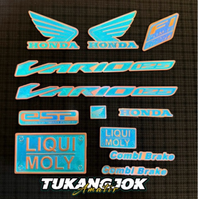 Emblem Vario 125 Titanium Original Vietnam, Emblem Paketan Bodi Vario 125 Fullset Emblem  Vario Tita