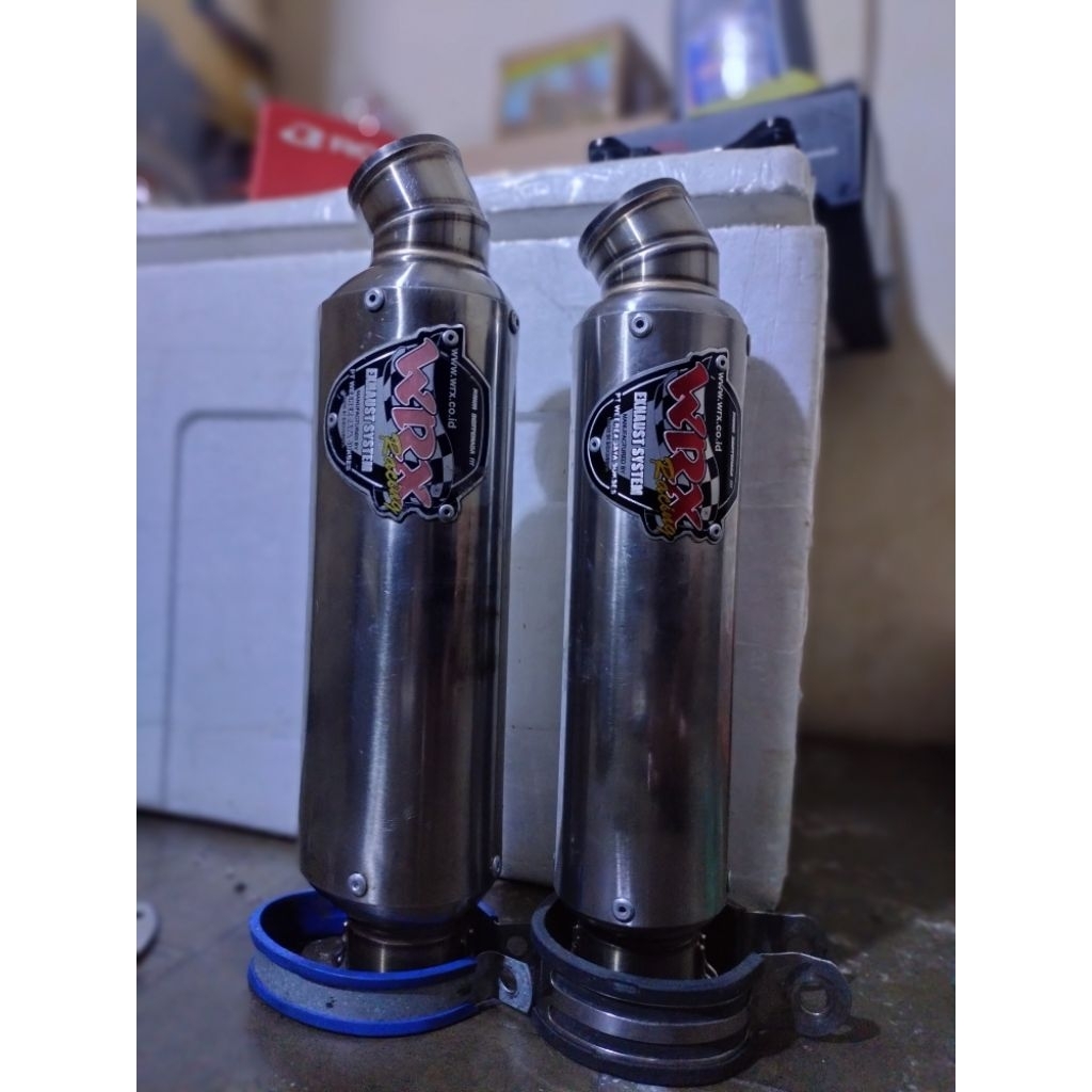 silincer wrx trioval k2 25cm original second klem bukan ori emblem pudar