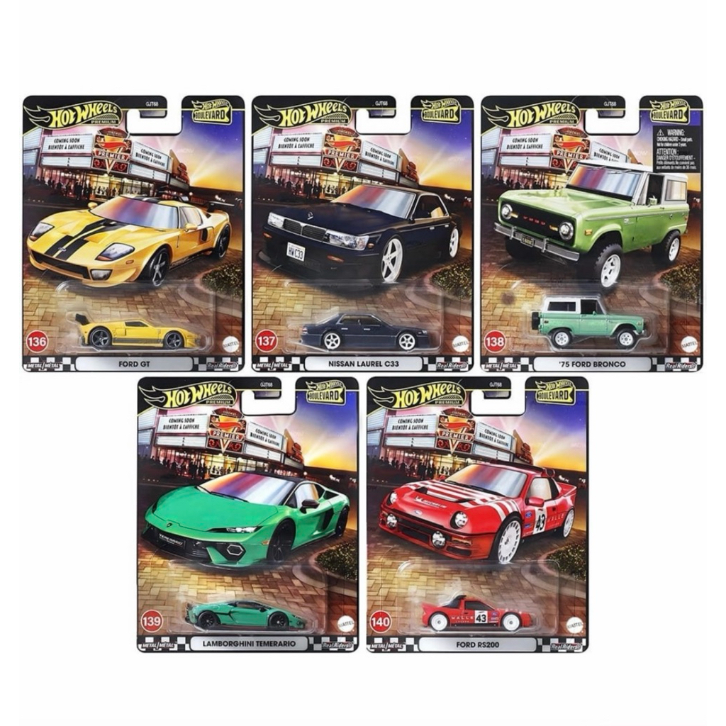 Hotwheels Premium Boulevard 938D Mix Set Ford GT Nissan Laurel Ford Bronco Lamborghini Ford RS