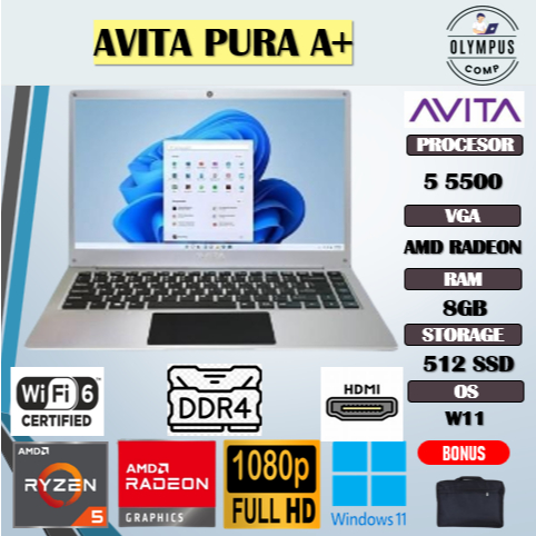 AVITA PURA A+ RYZEN 5 5500 8GB 512GB W11 14.0FHD