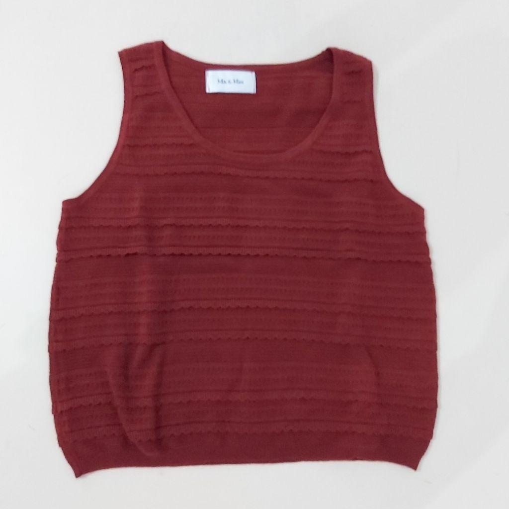 VEST KNIT WANITA ROMPI WANITA RAJUT MERAH MARON  PRELOVED