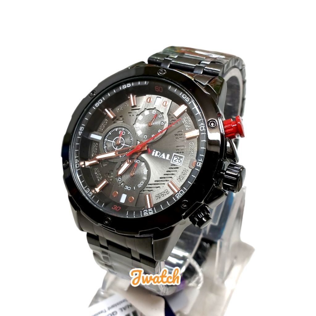 Jam Tangan PRIA VIRAL CHRONO RANTAI HITAM