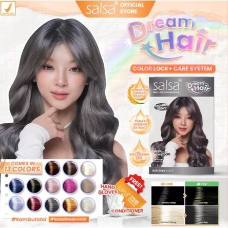 Salsa Dream Hair Color Semir Rambut Permanen Warna Baru Ash Blonde Brown Ice Blue