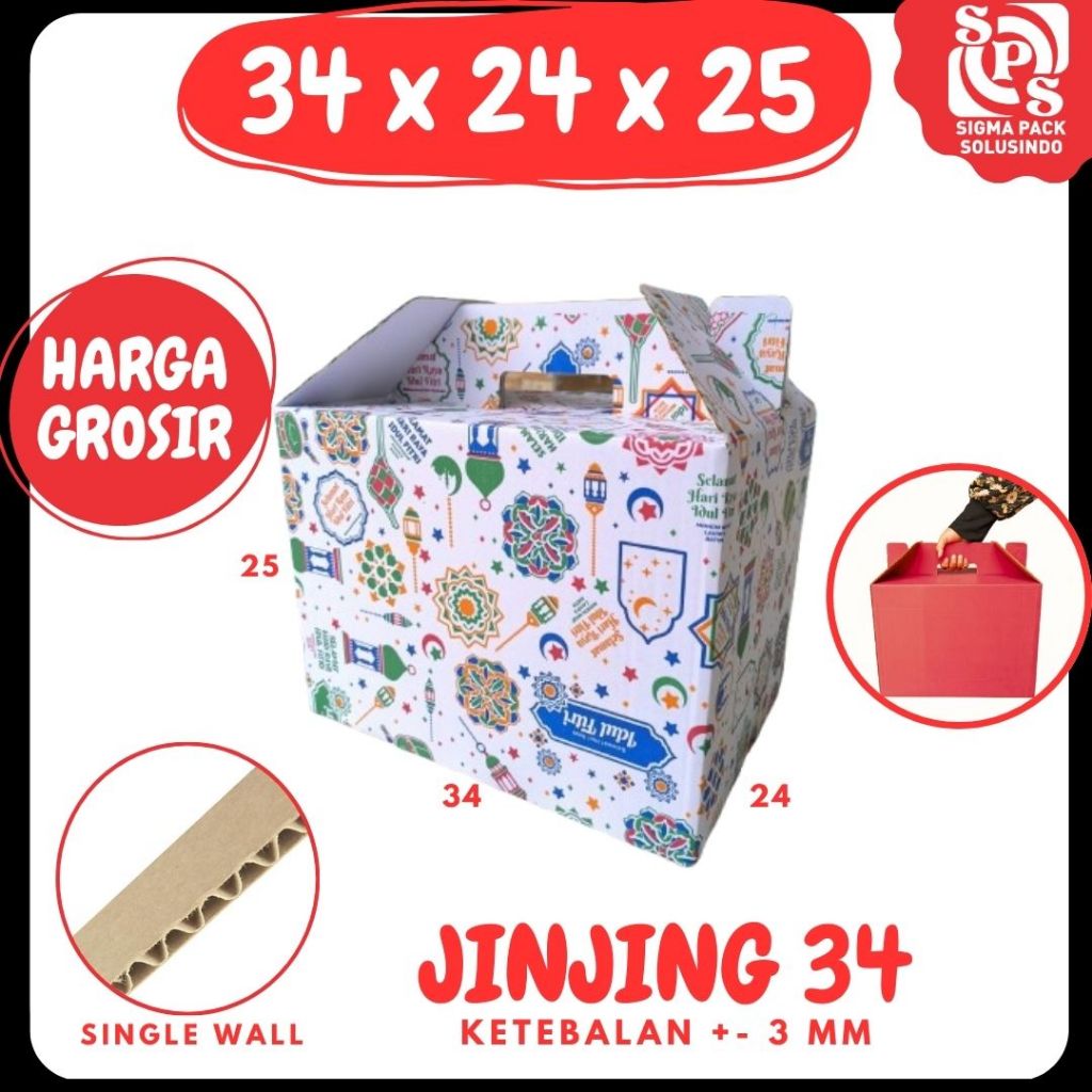 Box Parcel 34x24x25 Gable Box (Jinjing) Kardus Packing/kartonPolos/buah/hampers/parcel/parcell/